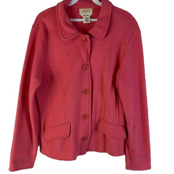 Vintage 90s Alpaca Cardigan Sweater Coat Pink Distressed - Picture 1 of 10